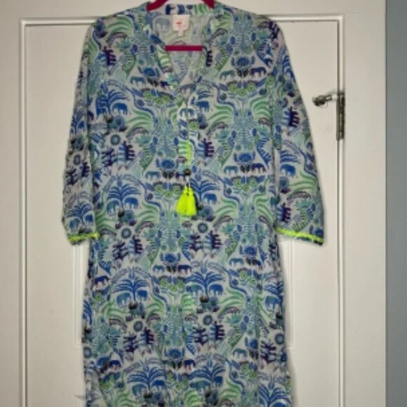 Nimo With Love Cotton Print Kaftan Midi Dress with Tassel - Picture 1 of 6